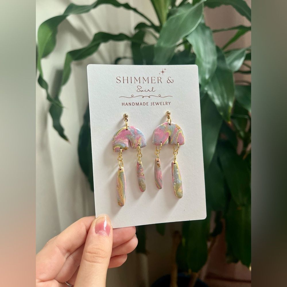 Handmade Pastel Rainbow Polymer Clay Earrings